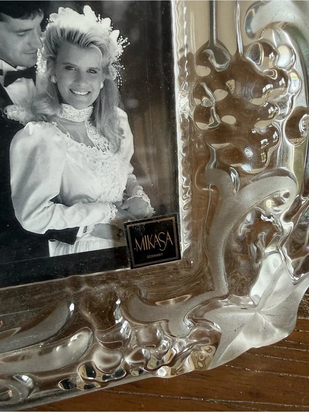 VTG Mikasa Memories Duet Crystal Picture Frame Frosted Grape Floral Double 3x5